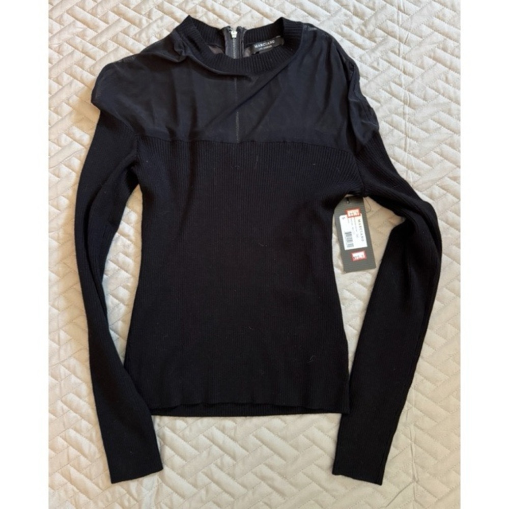 Black Sheer Panel Top- Size Small